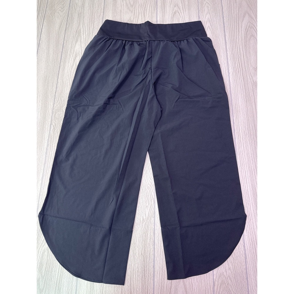Halara Breezeful Black Wide Leg Culotte Pants Curved Hem XL NWT 24O11AT3795 - Picture 2 of 4